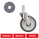 Metro 5" Plated Stem Casters with Polyurethane Treads for Super Erecta Industrial Wire Shelving Racks
