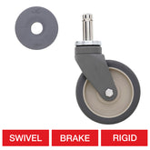 Metro 5" High-Temperature Autoclave Stem Casters with Phenolic Wheel Treads for Super Erecta Industrial Wire Shelving Racks