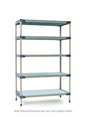 MetroMax 4 5-Shelf Plastic Industrial Shelving Starter Unit with Solid Bottom Shelf