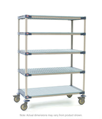 MetroMax 4 5-Shelf Industrial Plastic Shelving Mobile Cart, Solid Bottom Shelf