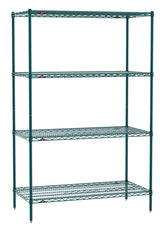 Metro Super Erecta 4-Shelf Industrial Wire Shelving Convenience Pak, Metroseal Green Epoxy