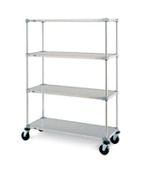 Metro Super Erecta 4-Shelf Industrial Solid Shelving Stem Caster Cart, Galvanized