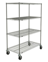 Metro Super Erecta 4-Shelf Industrial Wire Shelving Stem Caster Cart, Chrome