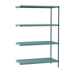 Metro Super Erecta Pro Industrial Wire 4-Shelf Restaurant Shelving Add-On Unit with Removable Plastic Mats