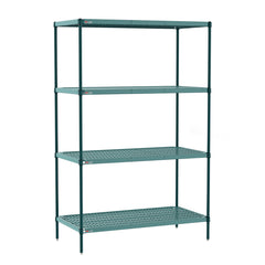 Metro Super Erecta Pro Industrial Wire 4-Shelf Restaurant Shelving Starter Unit with Removable Plastic Mats