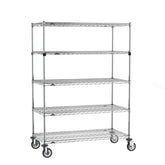 Metro Super Erecta 5-Shelf (4 SES/1 EZ-ADD) Wire Shelving Stem Caster Cart, Chrome