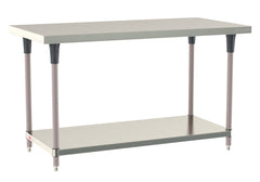 Metro TableWorx Stainless Steel Table, Type 304 Stainless Steel Work Surface, Metroseal Gray Epoxy-Coated Legs and Polymer Leg Mounts, Stainless Steel Undershelf