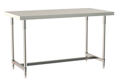 Metro TableWorx Stainless Steel Table, Type 316 Stainless Steel Work Surface, Type 304 Stainless Steel Legs and Leg Mounts, Stainless Steel I-Frame