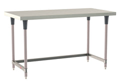 Metro TableWorx Stainless Steel Table, Type 304 Stainless Steel Work Surface, Legs, and Leg Mounts, Stainless Steel 3-Sided Frame