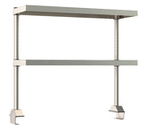 Metro TableWorx Productivity Riser with 2 Rear Cantilevered Stainless Steel Solid Overshelves