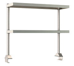Metro TableWorx Productivity Riser with 2 Rear Cantilevered Stainless Steel Solid Overshelves