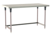 Metro TableWorx Stainless Steel Table, Type 304 Stainless Steel Work Surface, Metroseal Gray Epoxy-Coated Legs and Polymer Leg Mounts, Stainless Steel 3-Sided Frame