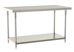 Metro TableWorx Stainless Steel Table, Type 304 Stainless Steel Work Surface, Metroseal Gray Epoxy-Coated Legs and Polymer Leg Mounts, Stainless Steel Undershelf