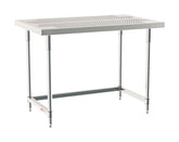 Metro TableWorx Stainless Steel Table with Perforated Top, Type 304 Stainless Steel Work Surface, Legs, and Leg Mounts, Stainless Steel 3-Sided Frame