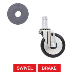 Metro 4" and 5" Plated Stem Casters with Resilient Rubber Donut Wheel Treads for Super Erecta Industrial Wire Shelving Racks