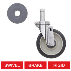Metro 5" Cart-Washable Stem Casters with Polyurethane Wheel Treads for Super Erecta Industrial Wire Shelving Racks
