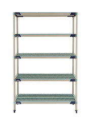 MetroMax i 5-Shelf Plastic Industrial Shelving Starter Unit with Solid Bottom Shelf
