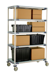 MetroMax i 5-Shelf Industrial Plastic Shelving Mobile Cart, Solid Bottom Shelf