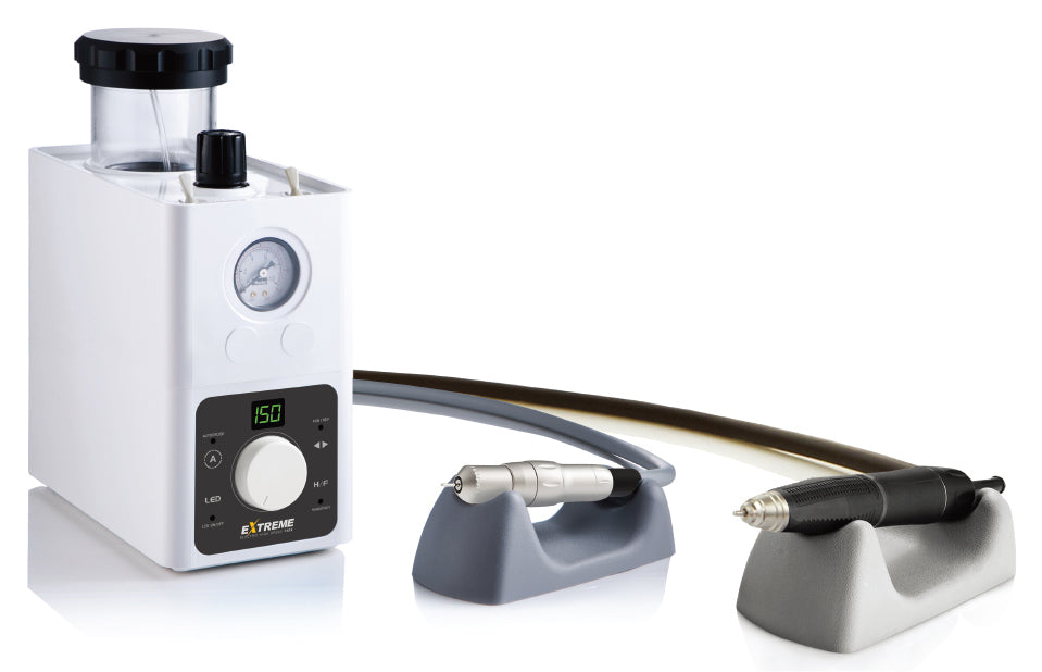 Black Max-ZR Complete System – Includes 50,000rpm brushless motor, control box, variable speed foot pedal; 150,000 rpm brushless motor, water/air control box and connections. Complete zirconia trimming kit!