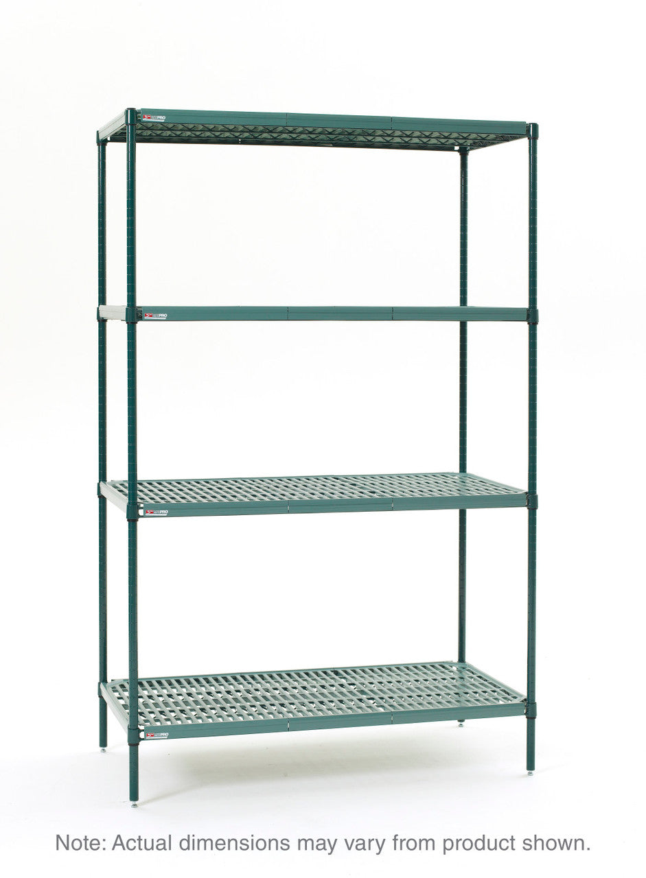 Metro Super Erecta Pro Industrial Wire 4-Shelf Restaurant Shelving Unit with Removable Plastic Mats, Easy Order Kit