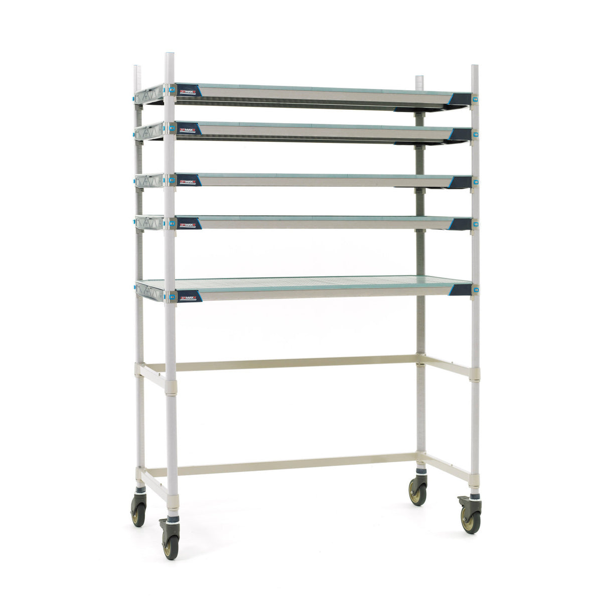 MetroMax i 5-Shelf Sterile Processing Plastic Industrial Mobile Shelving Units with Roll-under Storage
