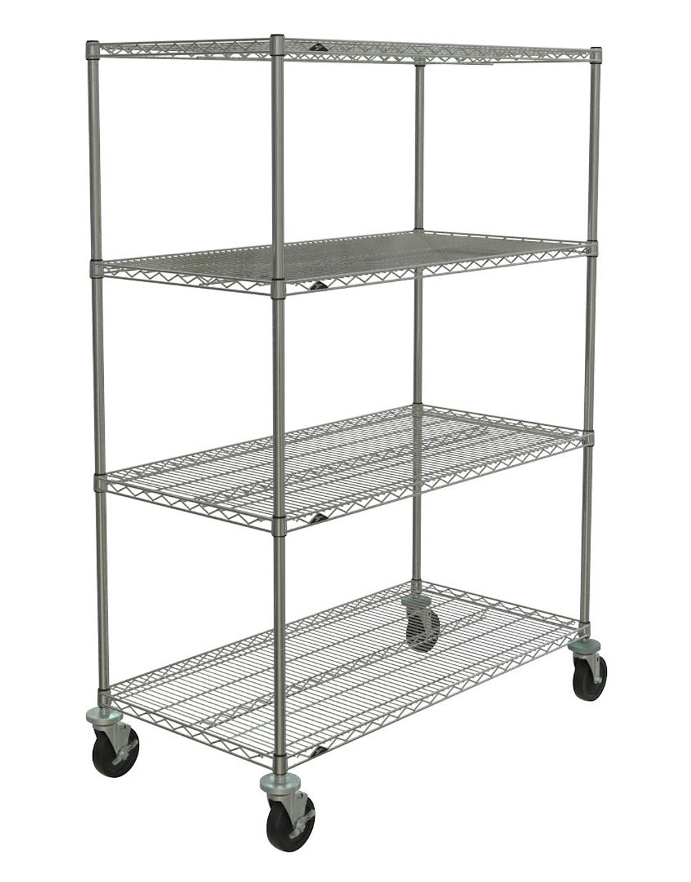 Metro Super Erecta 4-Shelf Industrial Wire Shelving Stem Caster Cart, Chrome