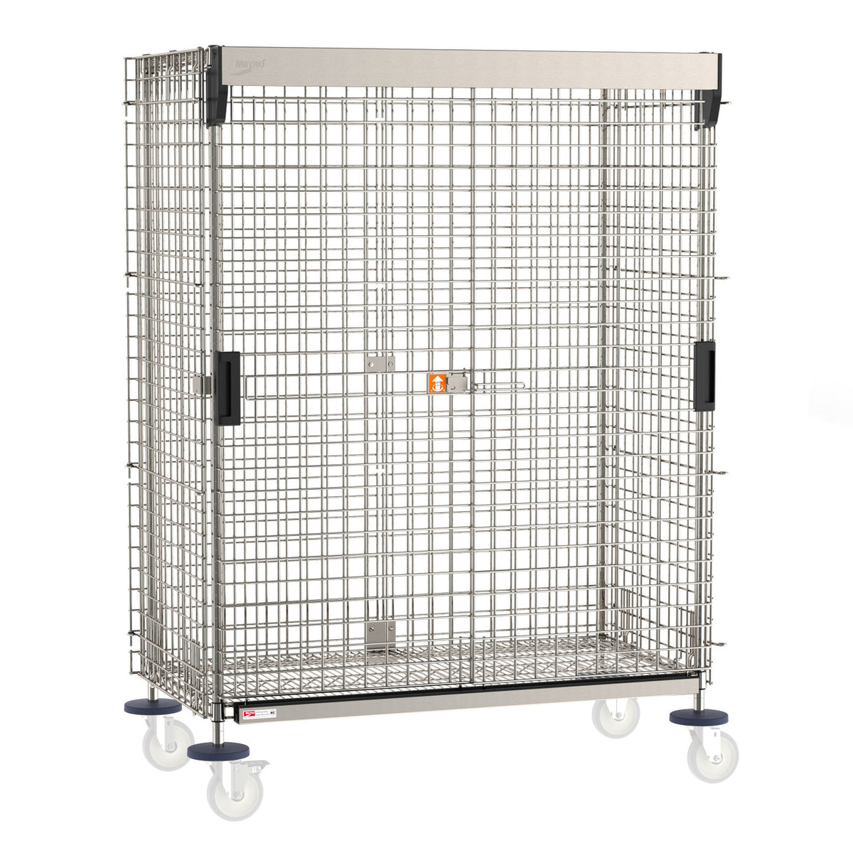 Metro Super Erecta Standard-Duty Mobile-Ready Security Shelving Unit with SlideSecure Sliding Door, Stainless Steel