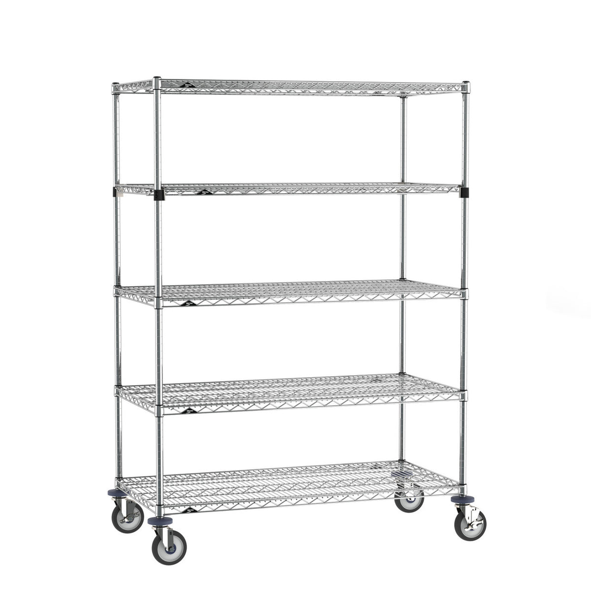 Metro Super Erecta 5-Shelf (4 SES/1 EZ-ADD) Wire Shelving Stem Caster Cart, Chrome
