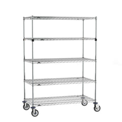 Metro Super Erecta 5-Shelf (4 SES/1 EZ-ADD) Wire Shelving Stem Caster Cart, Chrome