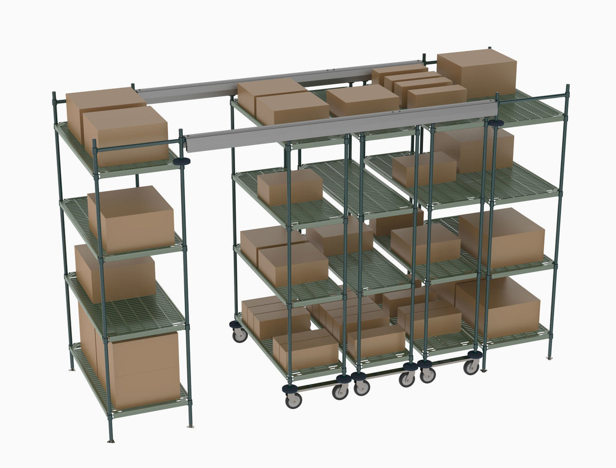 Metro Top-Track Overhead Track Shelving Complete Kit with Super Erecta Pro Shelves
