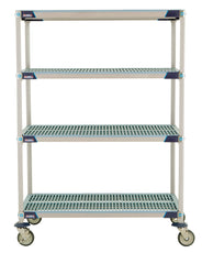 MetroMax i 4-Shelf Industrial Plastic Shelving Mobile Cart, Open Grid Shelves