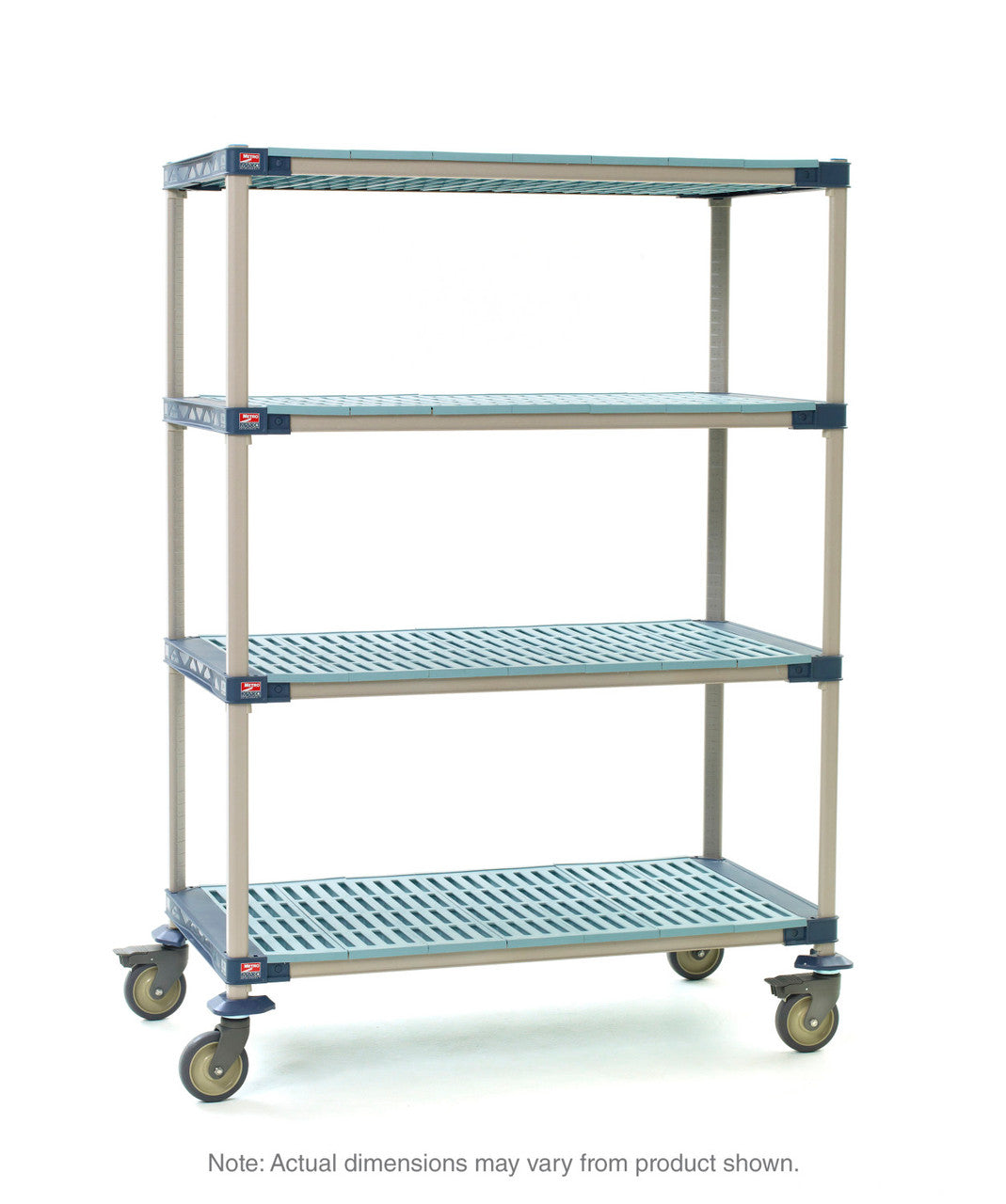 MetroMax 4 4-Shelf Industrial Plastic Shelving Mobile Cart, Open Grid Shelves