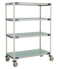 MetroMax i 4-Shelf Industrial Plastic Shelving Mobile Cart, Solid Shelves