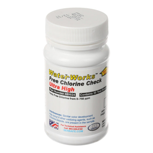AquaPhoenix Scientific 480024 Chlorine Test Strips, 5-750ppm