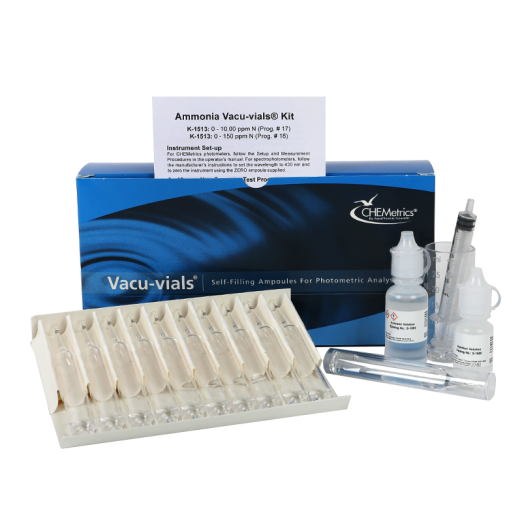 CHEMetrics® Vacu-vials® Test Kit Ammonia (0-10.00 ppm & 0-150 ppm)