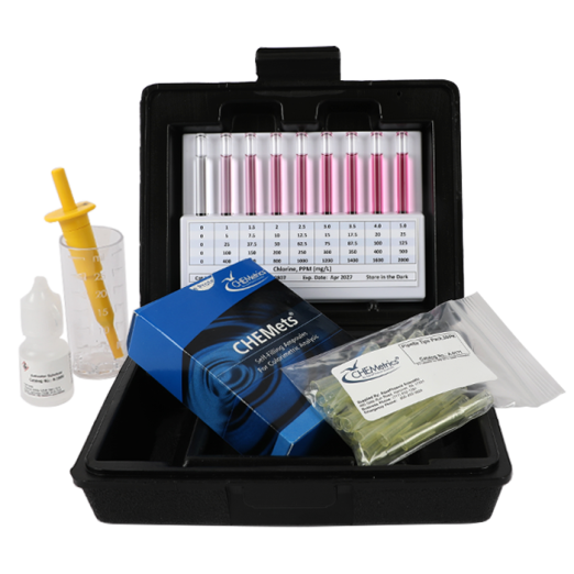 مجموعة أدوات اختبار الكلور عالي المدى (0-2000 جزء في المليون) من CHEMetrics® CHEMets®