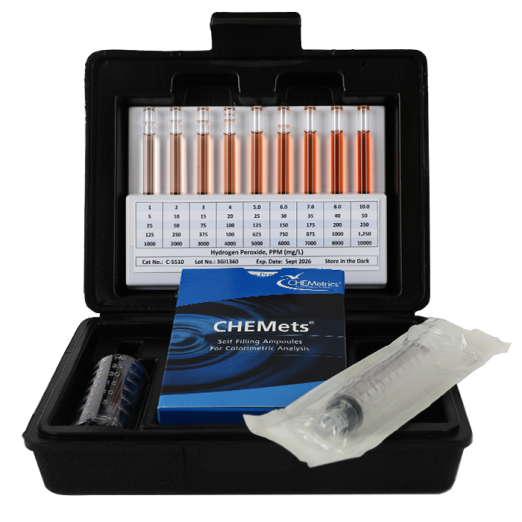 CHEMetrics® CHEMets® Test Kit Hydrogen Peroxide HR (5-50 ppm)