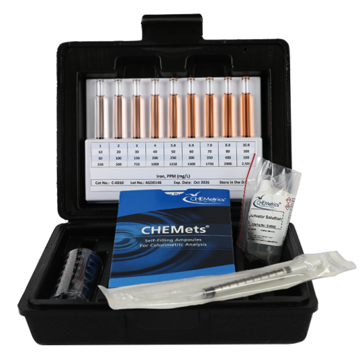 CHEMetrics® CHEMets® Test Kit Iron HR, Total & Soluble (50-500 ppm)