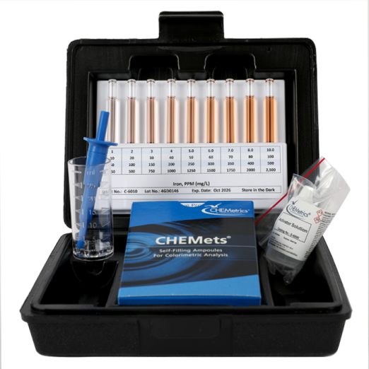 CHEMetrics® CHEMets® Test Kit Iron HR, Total & Soluble (250-2500 ppm)