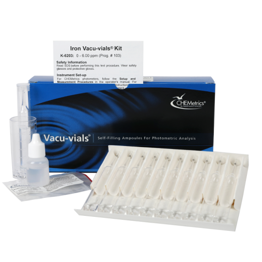 CHEMetrics® Vacu-vials® Test Kit Iron, Ferrous & Total (0-6.00 ppm)