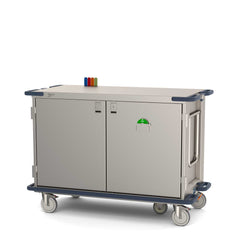 عربة Metro CaseVue CV48LS-5BFH-W1 الجراحية ذات الأبواب الصلبة، وتوجيه العجلة الخامسة، وأعلام الألوان، ومقبض متأرجح، ورف سلكي قابل للسحب، بعرض 57.5 بوصة × عمق 28 بوصة × ارتفاع 40.625 بوصة