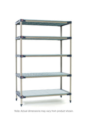 MetroMax 4 5X537H4 5-Shelf Plastic Industrial Shelving Starter Unit with Solid Bottom Shelf, 24" x 36" x 74"