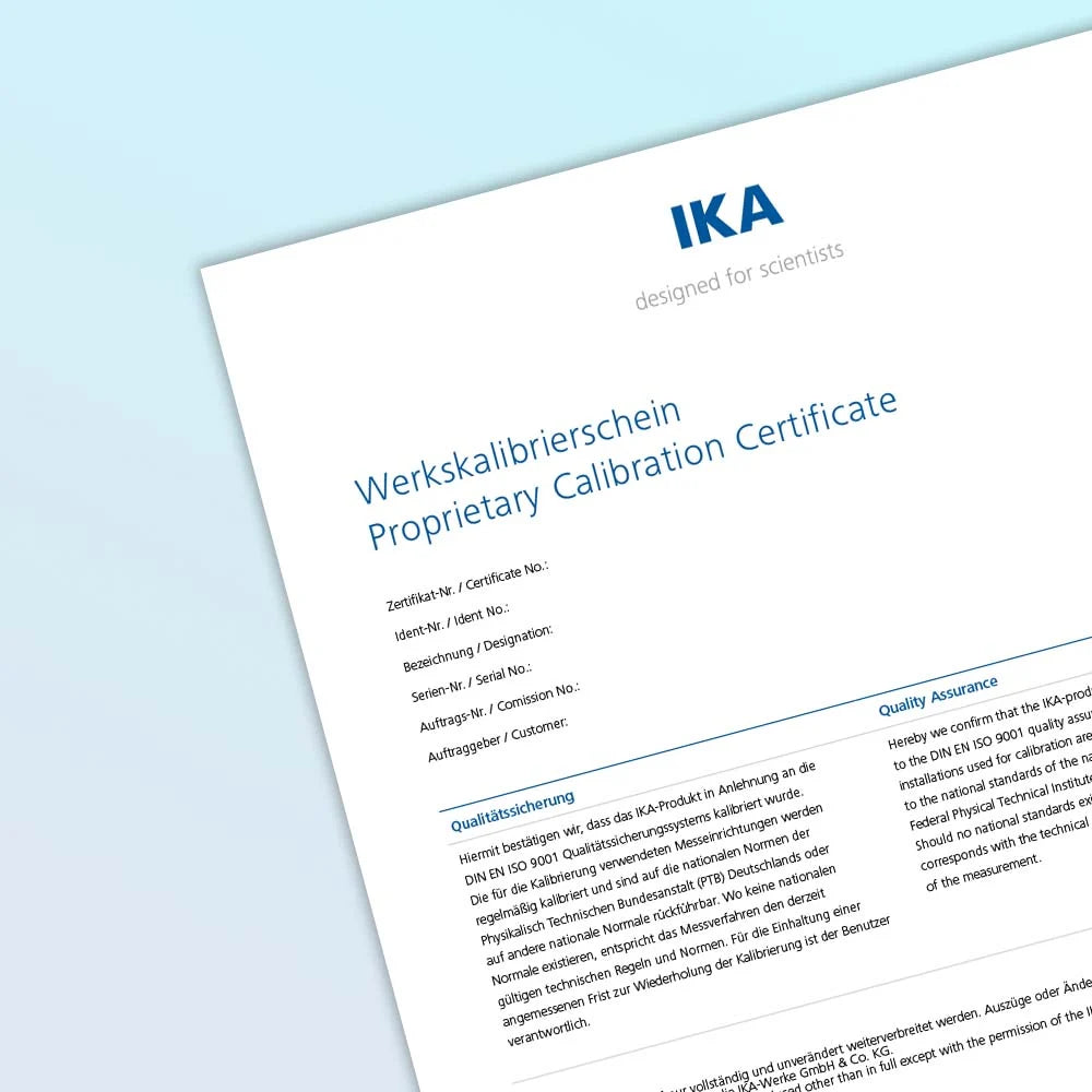 IKA 10006580 CALIBRATION CERTIFICATE ANA-WEBSITE Â Â  Â Â 