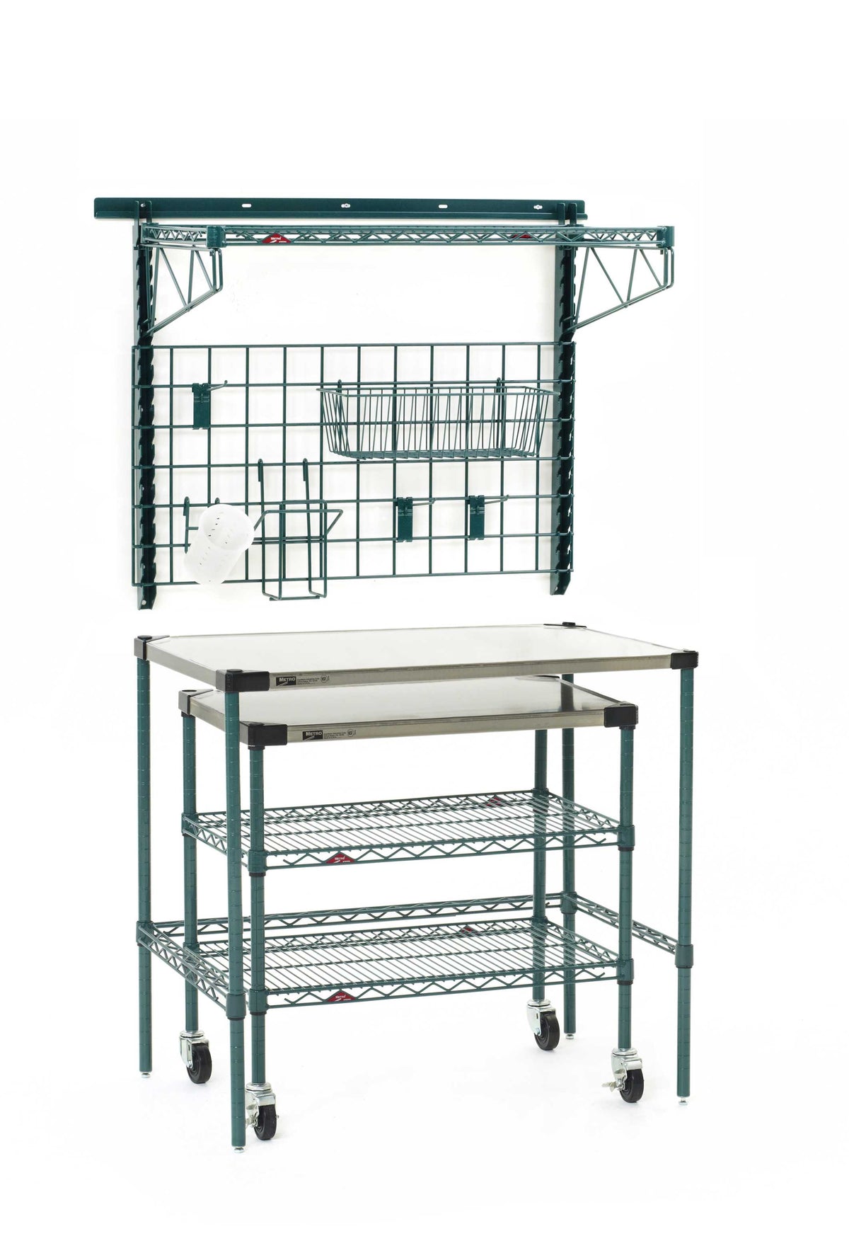 Metro SMSPM2436 SmartWall/Super Erecta Prep Station with Undercounter Mobile Prep Cart