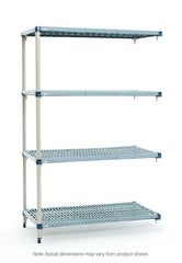 MetroMax Q MQ-216074G-A-4 4-Shelf Plastic Industrial Shelving Add-On Unit, 21" x 60" x 74"