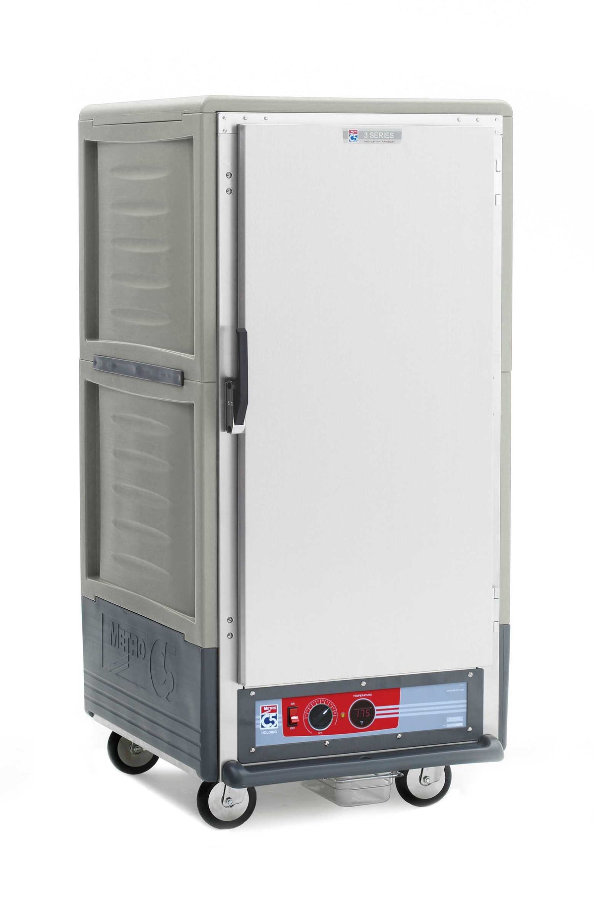 Metro C537-HFS-U-GYA C5 3 Series Insulated Holding Cabinet, 3/4 Height, Full Length Solid Door, Universal Wire Slides, 120V, 60Hz, 2000W, Gray