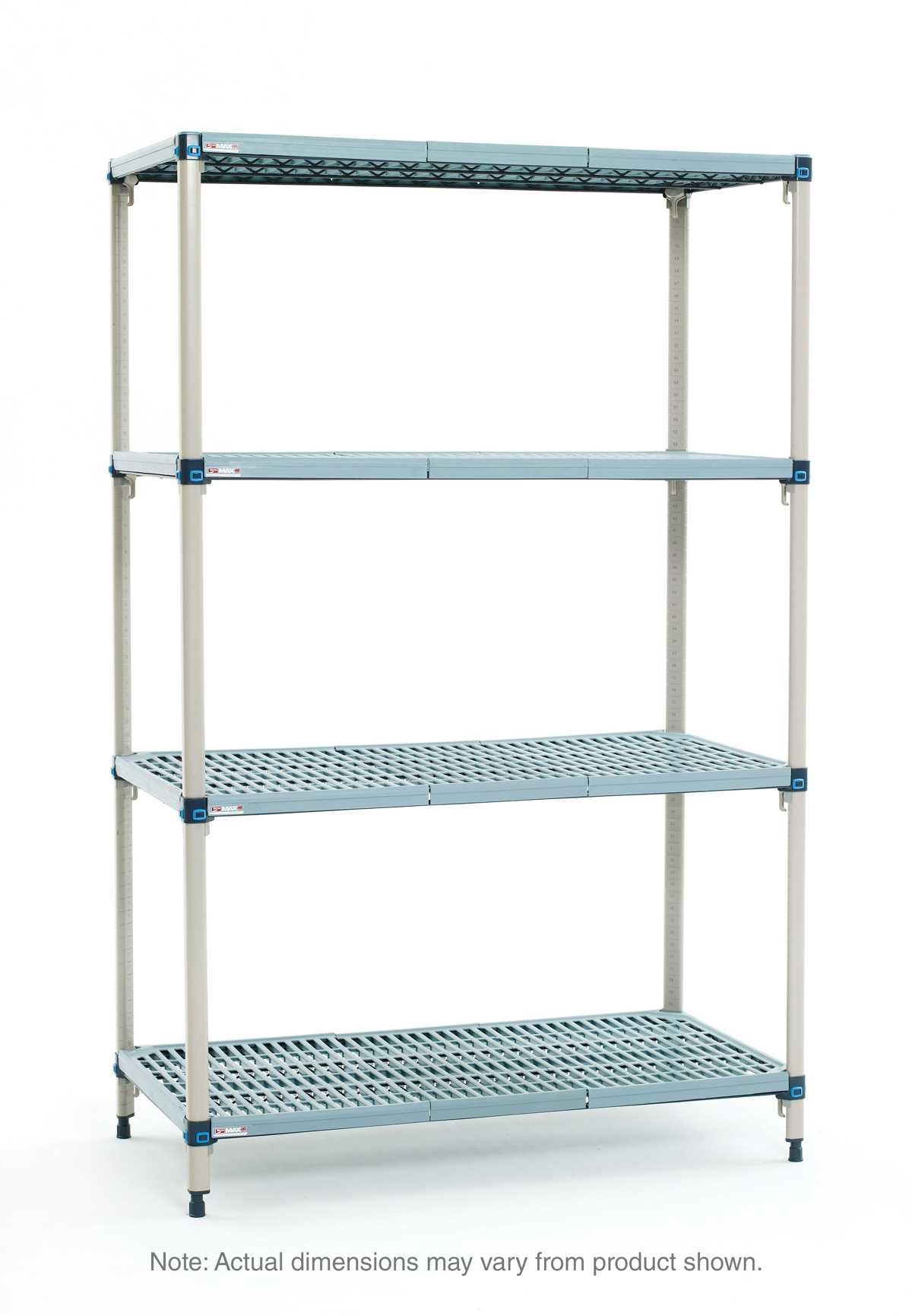 MetroMax Q MQ-214874G-S-4 4-Shelf Plastic Industrial Shelving Starter Unit, 21" x 48" x 74"