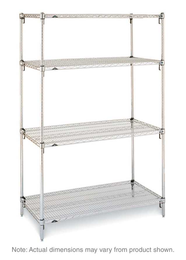 Metro Super Adjustable Super Erecta SA-184874C-S-4 4-Shelf Industrial Wire Shelving Starter Unit, Chrome, 18" x 48" x 74"