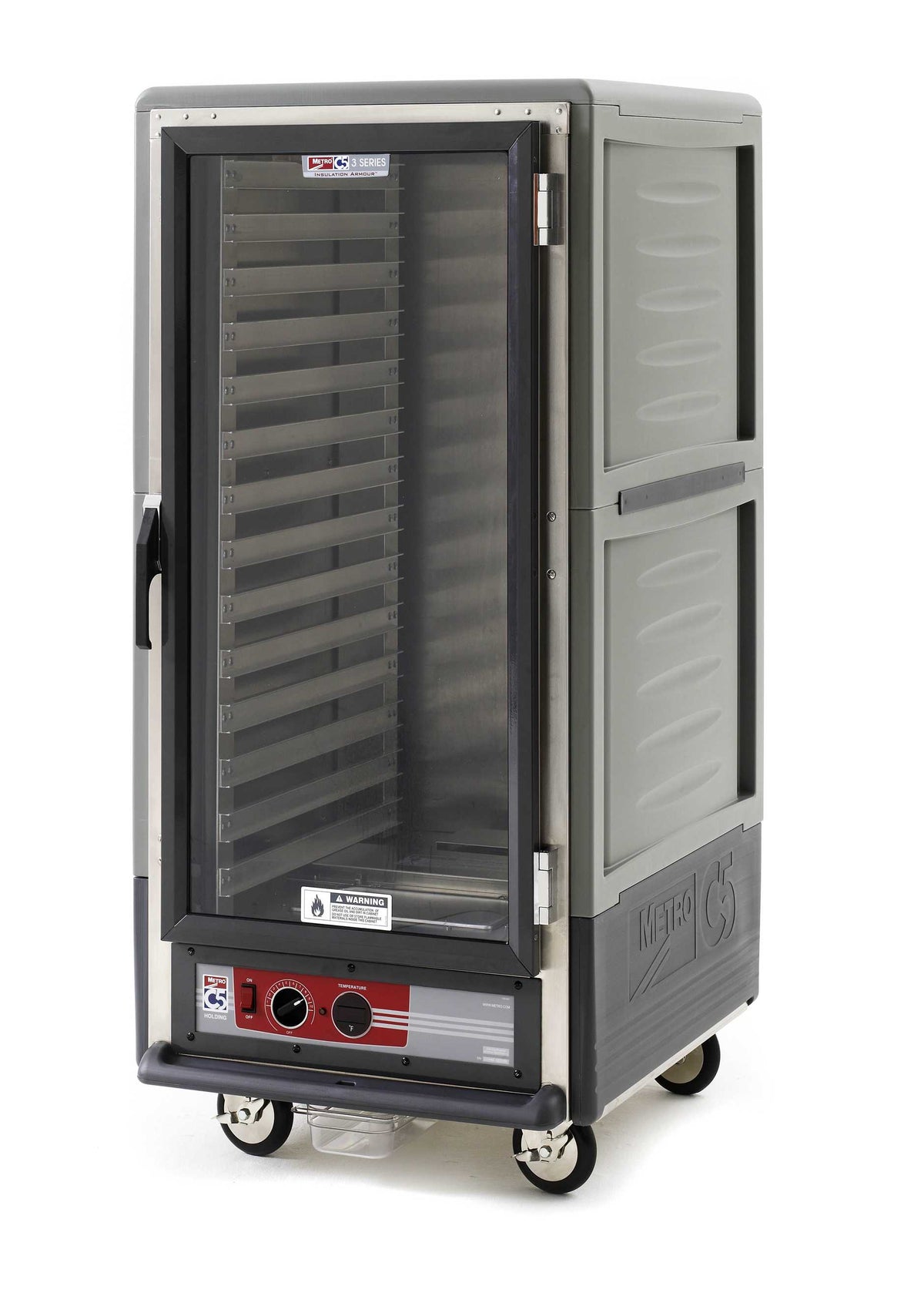 Metro C537-HFC-L-GY C5 3 Series Insulated Holding Cabinet, 3/4 Height, Full Length Clear Door, Lip Load Aluminum Slides, 120V, 60Hz, 2000W, Gray