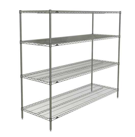 Metro N576BR Super Erecta 4-Shelf Industrial Wire Shelving Starter Unit, Brite, 24" x 72" x 63"